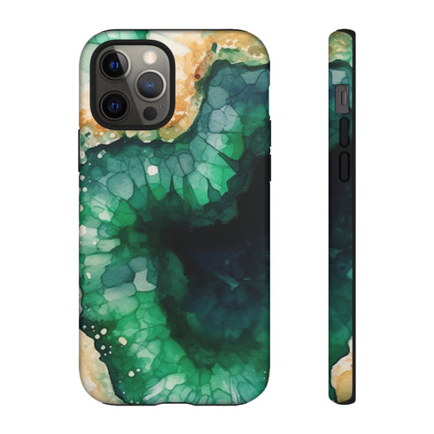 Green Geode in Watercolor - Impact Resistant Phone Case iPhone 12 Pro Matte
